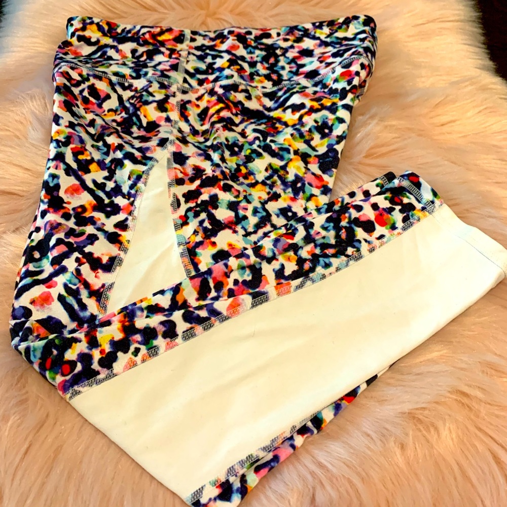 Athleta multicolor and white yoga pants